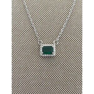 Square Zircon Women's Necklace Green Crystal Pendant